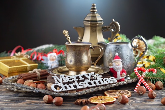 Merry Christmas concept with gifts and Christmas decorations