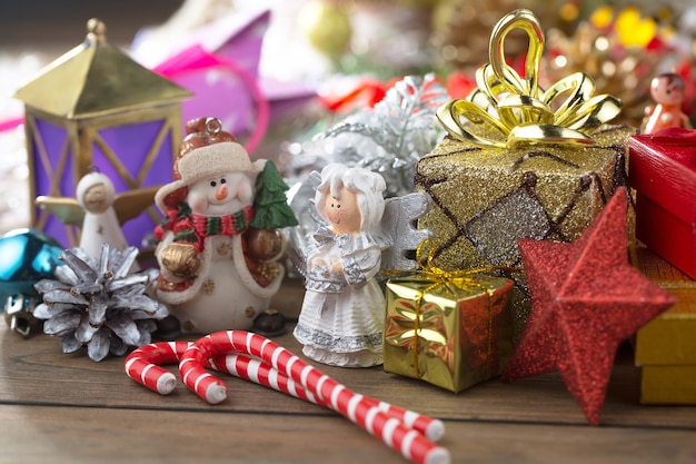 Merry Christmas concept with gifts and Christmas decorations