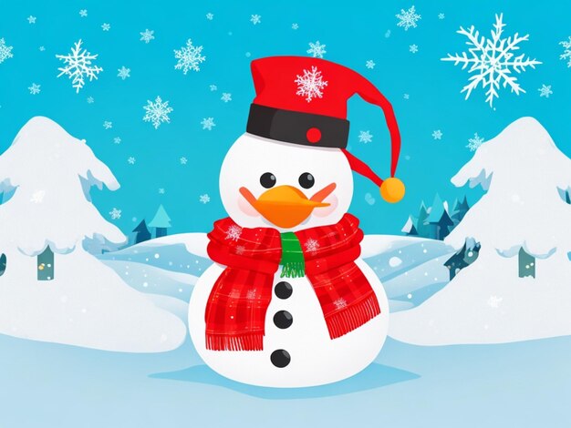 Merry christmas cute snowman Generative AI