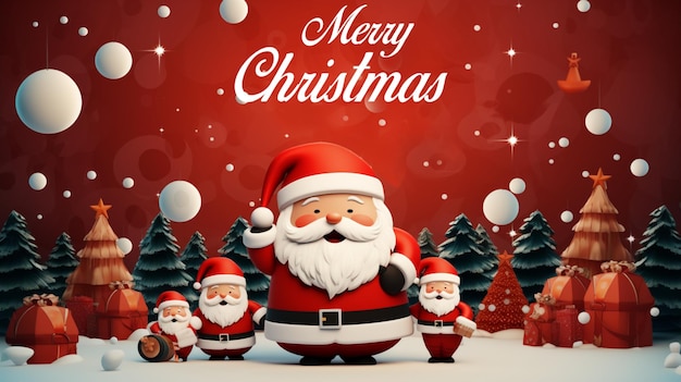 Merry Christmas design on red winter background