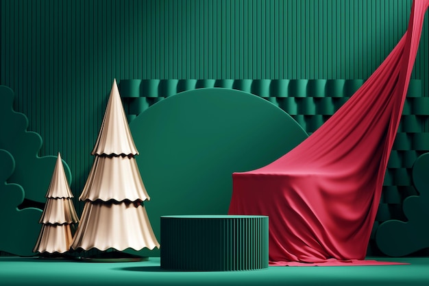 Merry Christmas event product display podium with decoration background 3d rendering