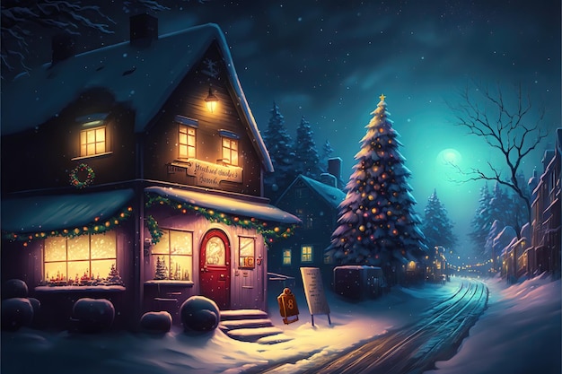 Merry Christmas Festival Night Environment Background Image