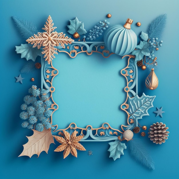 Merry christmas and happy holidays greeting card frame 3D rendering