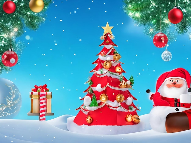 Merry christmas and happy new year background red with realistic christmas elements