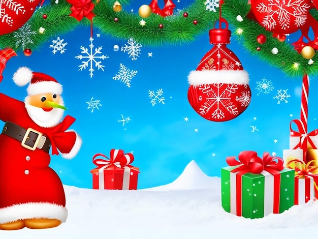 Merry christmas and happy new year background red with realistic christmas elements