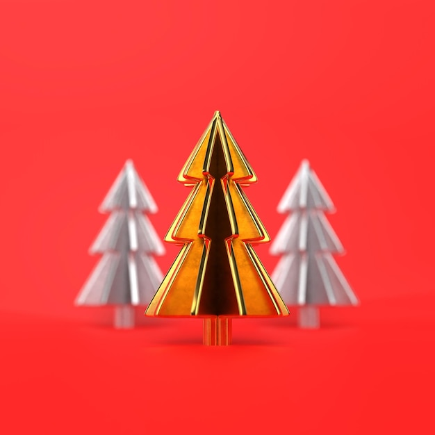 Merry Christmas and Happy New Year background with gold trees