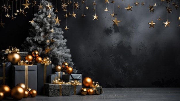 Merry Christmas and Happy New Year Background Xmas concept design of ornaments and christmas