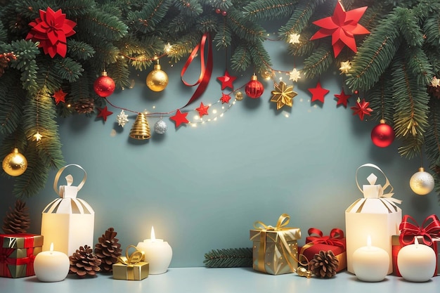 merry christmas and happy new year banner template with christmas tree