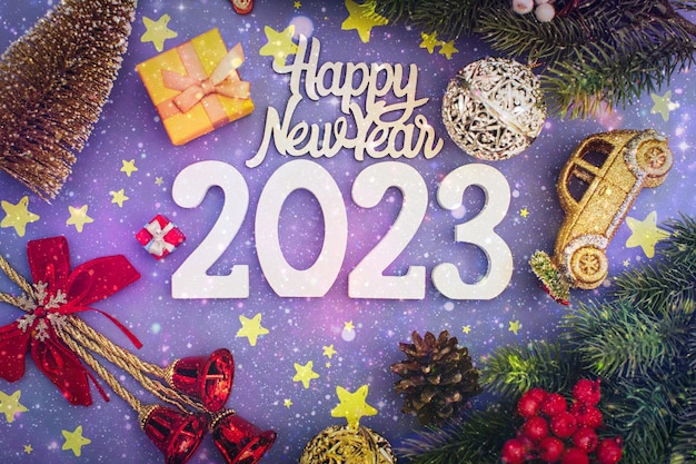 Merry Christmas and happy new year concept BannerHappy New Year 2023 A symbol from the number 2023