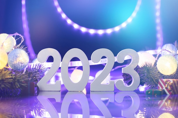 Merry Christmas and happy new year concept BannerHappy New Year 2023 A symbol from the number 2023