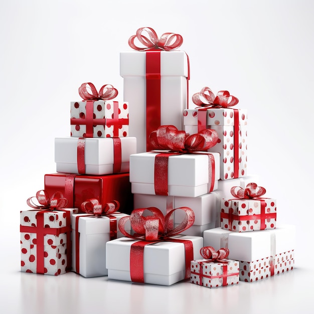 Merry Christmas and Happy New Year design Realistic pile gifts boxes Ai Generated