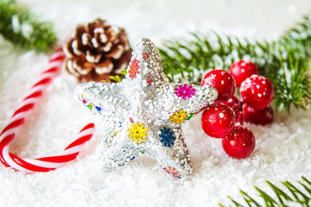 Merry Christmas and Happy New Year, Holidays greeting card background. Selective focus.holidays