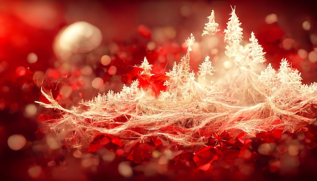 Merry Christmas HD Red Wallpaper. Beautiful artwork seasonal illustration and copy space background.