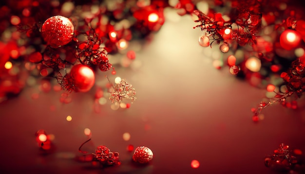 Merry Christmas HD Red Wallpaper. Beautiful artwork seasonal illustration and copy space background.