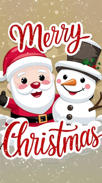 Merry Christmas Illustrationtypography Santa Cluas Rendier Snowmen Gifts kids