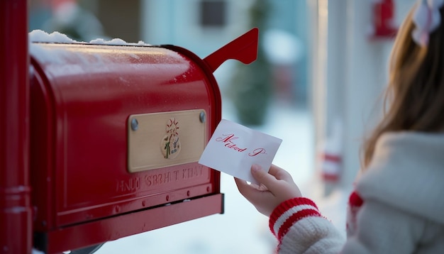 Photo merry christmas new year photography red mail box receiving and sending new year gifts mails