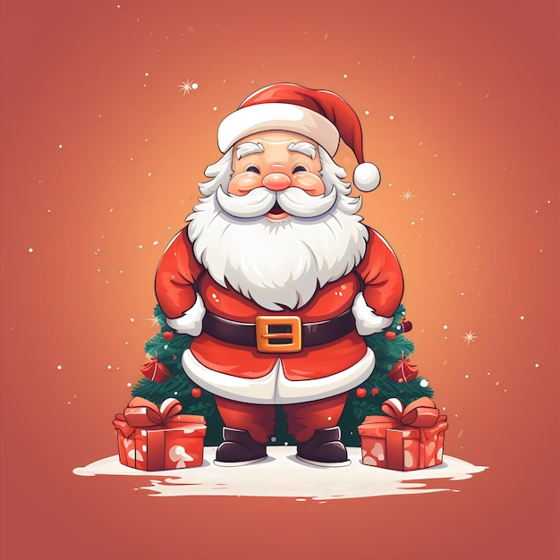 Merry Christmas Sant Detailed Illustration with Gift Boxes created with Generative AI