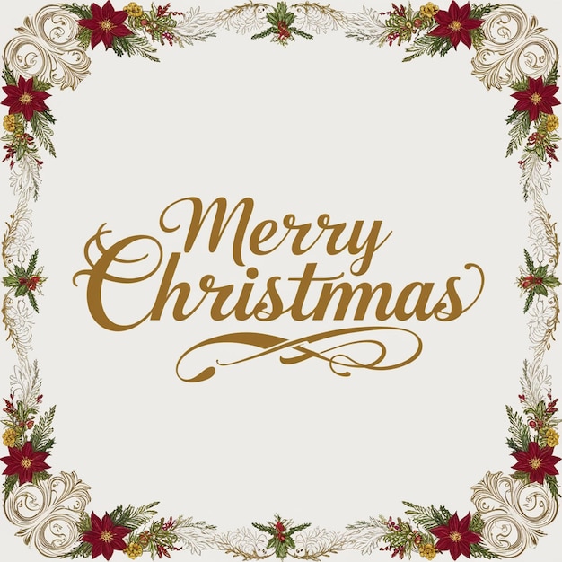 Photo merry christmas text with frame