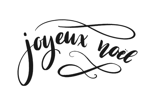 Photo merry christmas vector lettering in french