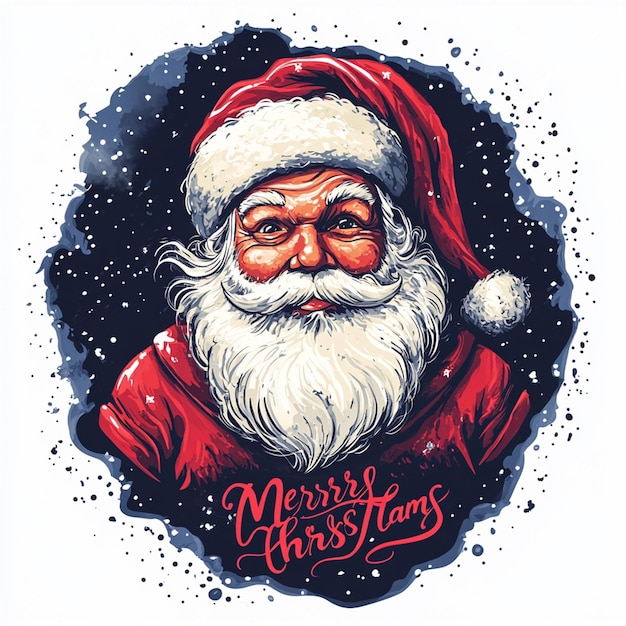 Merry Christmasthemed artwork design for a tshirt print on a white background