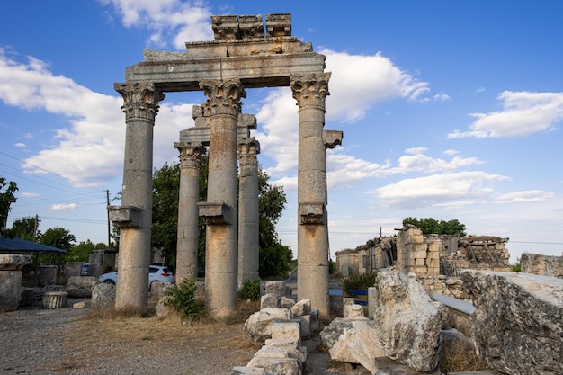 Mersin Turkey August 10 2021 Uzundzhaburch ancient city ruins in Mersin province