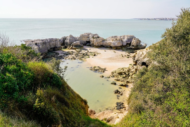 MescherssurGironde atlantic coast france in summer day cliff sand beach in french