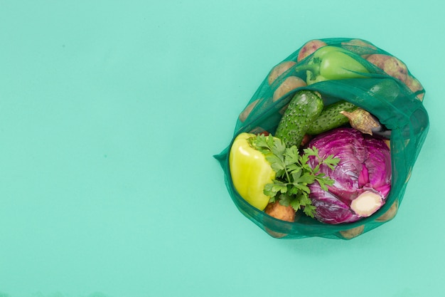 Mesh bag with vegetables