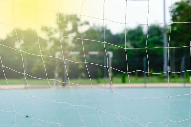 Mesh football goal.