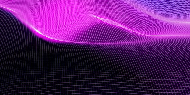 Mesh wave structure curve background purple and blue gradient macro image 3d illustration