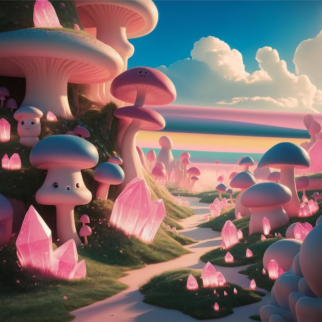 Mesmerizing 3D visualization of a dreamlike and ethereal landscape