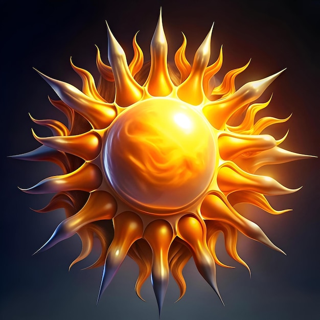 A mesmerizing abstract sun with a glowing textured center and intricate stylized rays