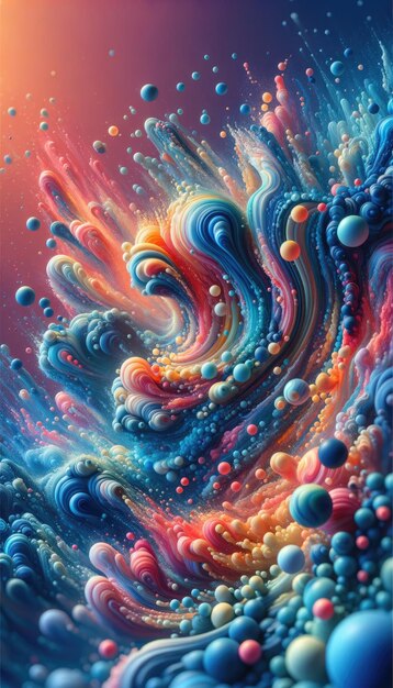 Mesmerizing Abstract Waves with Dynamic Swirls and Spheres