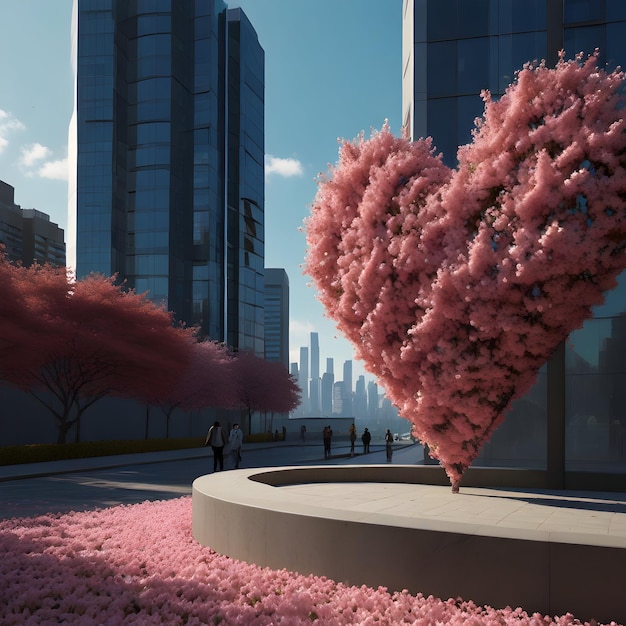 Photo a mesmerizing cinematic panorama where a majestic sakura heart