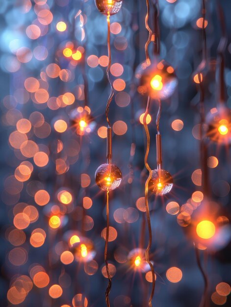 Mesmerizing Close Up of Warm Glowing String Lights Against a Soft Blur Background Creating a