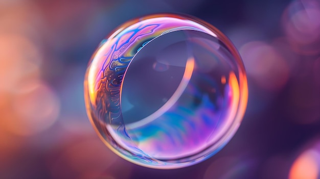 A Mesmerizing CloseUp of an Iridescent Bubble Capturing Light and Color in MidAir