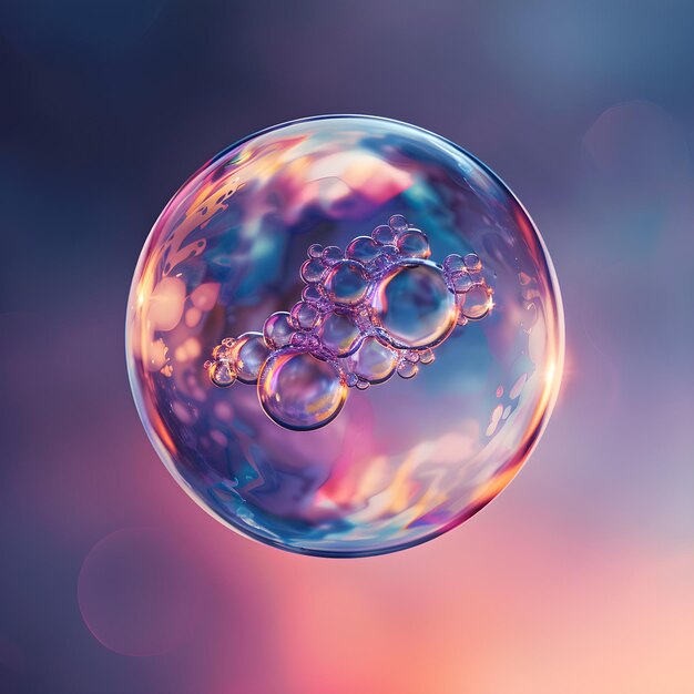 A Mesmerizing CloseUp of an Iridescent Bubble Capturing Light and Color in MidAir