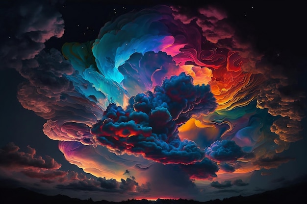 Mesmerizing Colored Night Cloudscape Generative AI