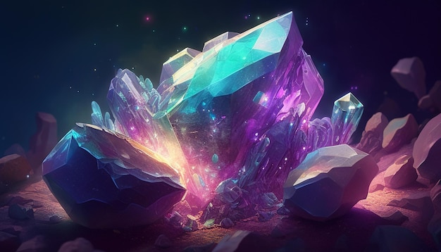 A mesmerizing colorful fluorite crystal illustration shimmers and dazzles