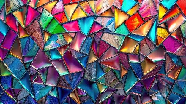 Mesmerizing crystal prismatic mosaic pattern in a seamless background creating an intricate visual