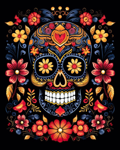 A mesmerizing embroidery pattern inspired by the Day of the Dead celebration