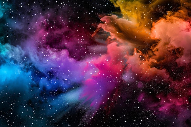 Photo a mesmerizing explosion of vibrant colors fills the night sky creating a stunning and surreallooking visual spectacle reminiscent of a cosmic event or abstract artwork