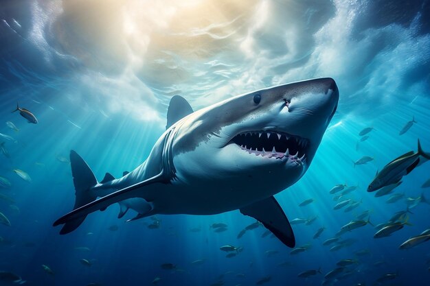 Mesmerizing Great Shark CloseUp Generative AI