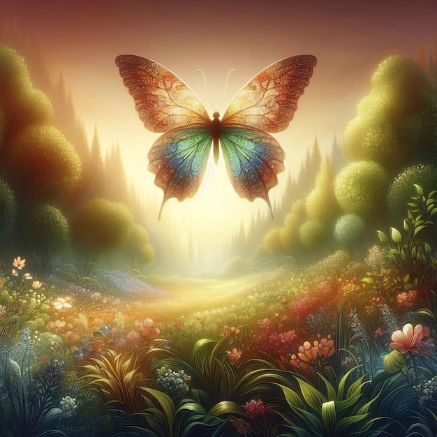 A mesmerizing illustration showcases a ethereal butterfly