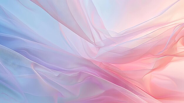 Mesmerizing image showcasing iridescent folds dancing against a soft pastel background