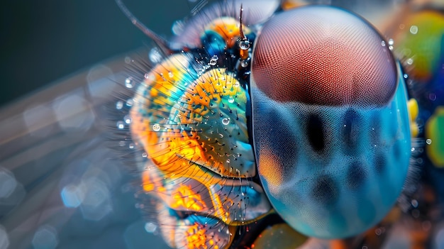 Mesmerizing Macro Dragonfly Eye with Intricate Ommatidia and Environmental Reflections