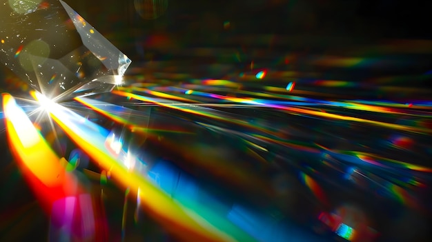 Photo mesmerizing optical phenomenon of prismatic light refraction through crystal