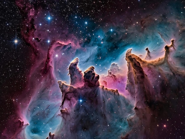 Photo a mesmerizing photo of the carina nebula sparkling with cosmic colors