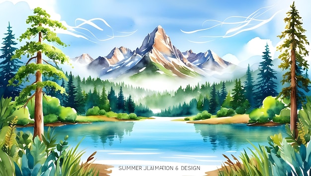 Mesmerizing_picture_of_the_morning_sea_with_gentle_Vibrant_watercolor_mountain_landscape_cli