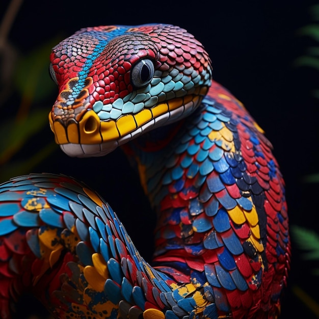 Mesmerizing snake with a vibrant patterned skin