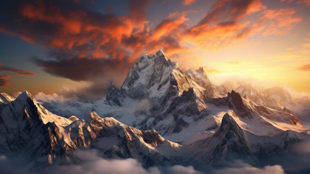 A mesmerizing sunrise painting the mountains in gold